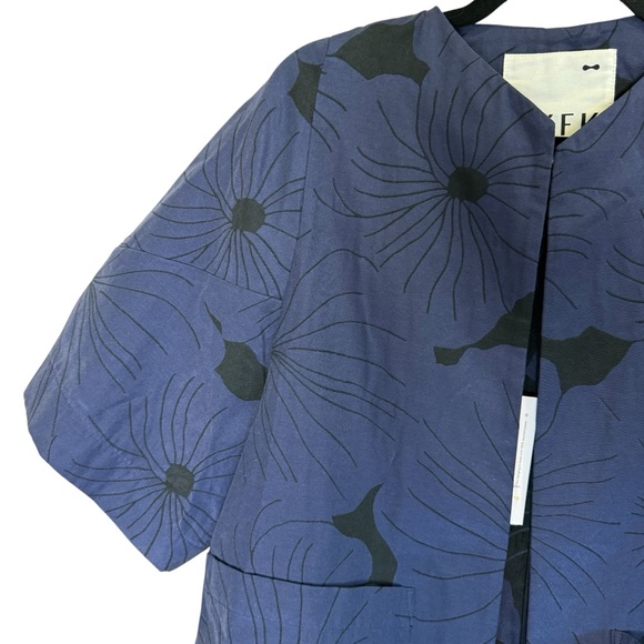 SKFK Women's Blue Black Kimono Style Floral Jacket sz M - Picture 2 of 11